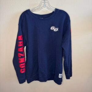 Ladies PINK GONZAGA UNIVERSITY BULLDOGS crewneck sweatshirt pullover navy Large